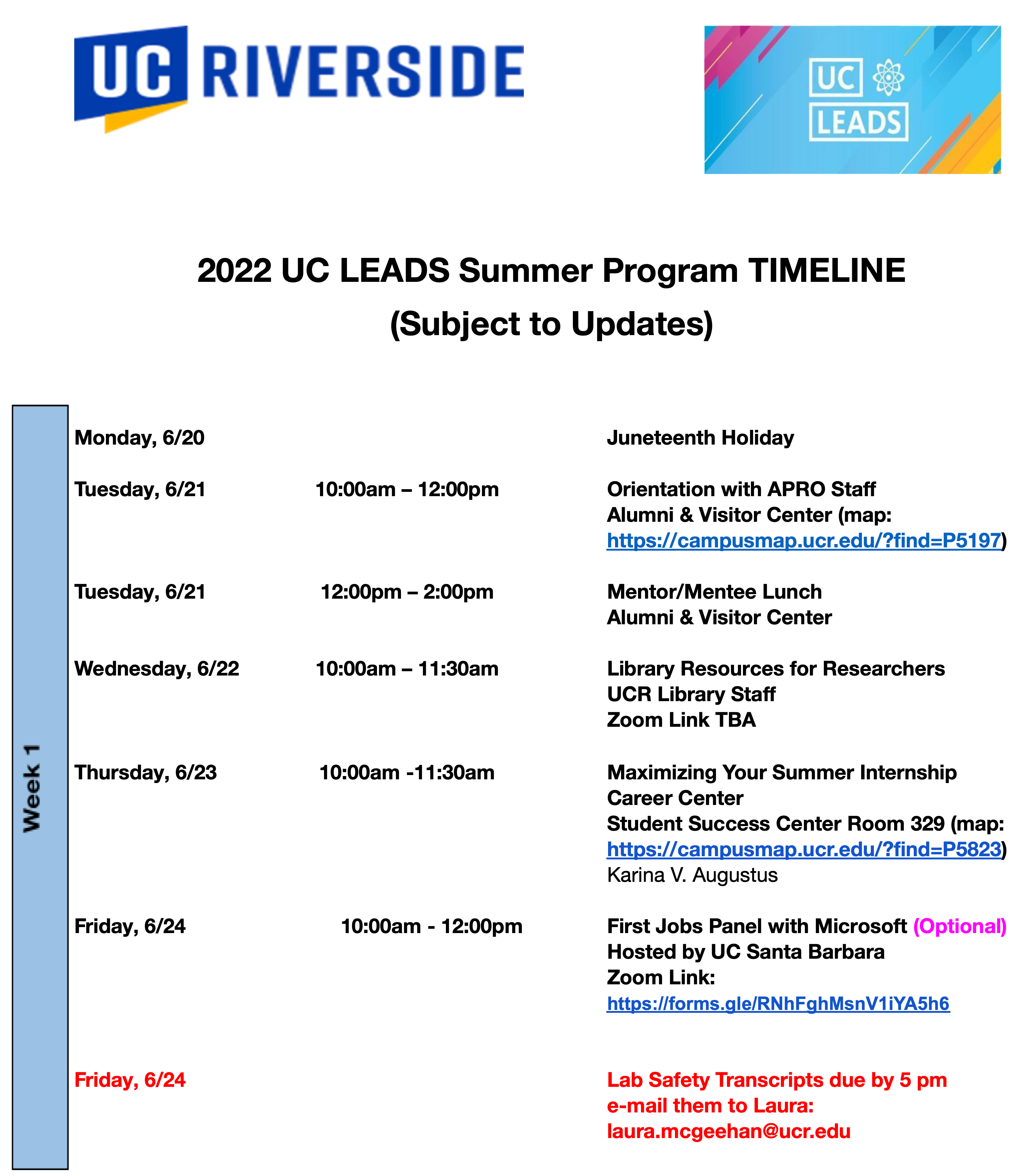 2022 UC LEADS Summer Program Overview Academic Preparation